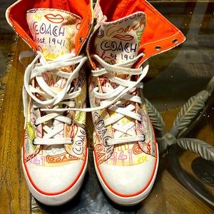 COACH graffiti high top sneakers, size 8 1/2